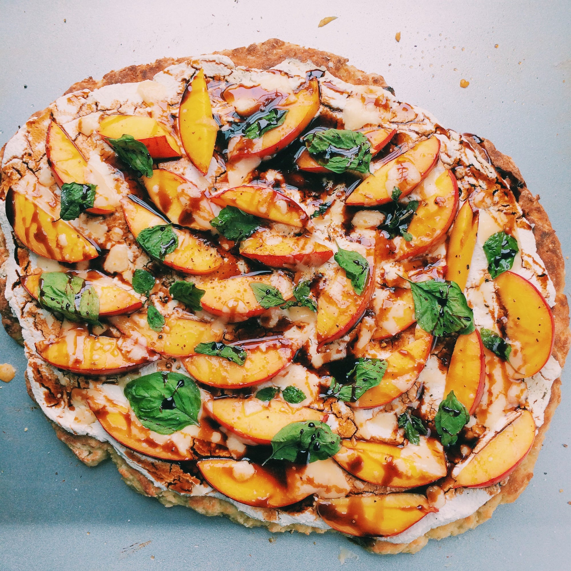 Basil Nectarine Ricotta Gluten-Free Pizza (Recipe)