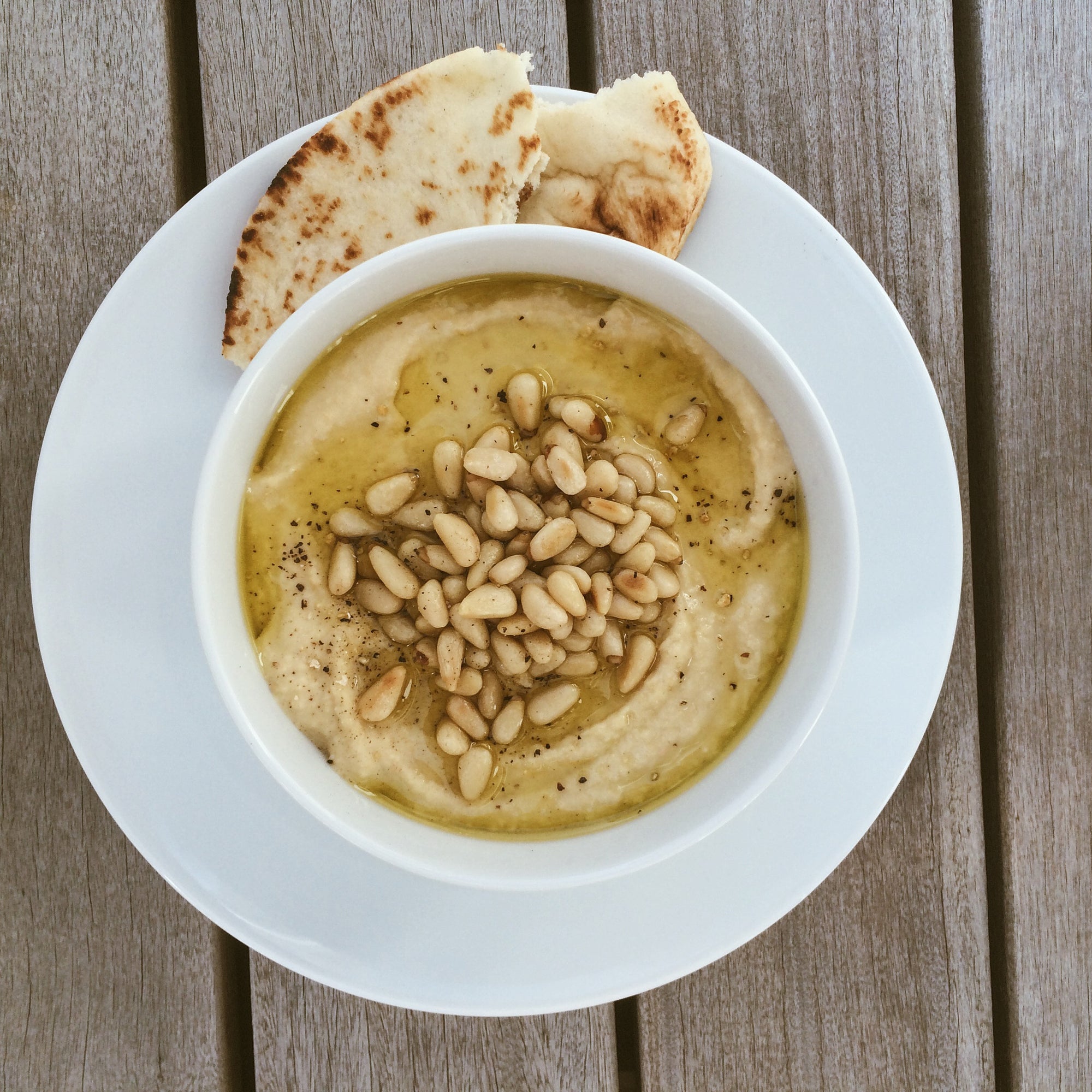 Classic Hummus With Roasted Pine Nuts (Recipe)